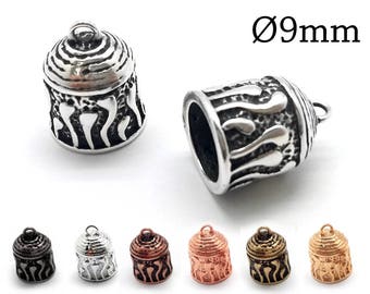 4pcs Pewter End Cap with inside diameter 9mm, Cord Ends Caps, metal end caps, climbing cord end caps, 9mm cord ends, climbing cord clasp
