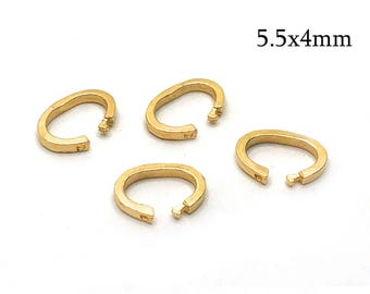 1pc Solid Gold 14K Lock in Jump Rings Oval 5.5x4mm, 14K Yellow Gold Link Lock Jump Rings, Inside Diameter 5.5x4mm, 14K White, 14K Rose Gold
