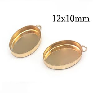2pcs Gold Filled Oval Bezel Сups 12x10mm - Jewelry bases - Bezel settings Gold Filled - Oval Setting with 1 loop, Cabochon settings, JBB