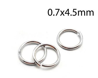 100pcs Sterling Silver Jump Rings 21 Gauge 0.7x4.5mm - Sterling Silver 925 Open Jump Rings - wire thickness 0.7mm - 4.5mm Inside Diameter
