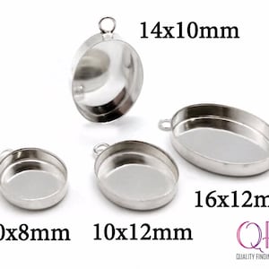4個入り スターリングシルバー ベゼルセッティング 10 x 8 mm、12 x 10 mm、14 x 10 mm、16 x 12 mm ベゼルカップペンダントトレイ ジュエリーベース カボションベゼルトレイ ヴェルメイユ
