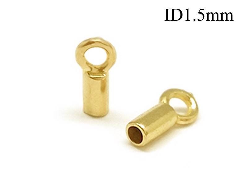 20pcs Brass Crimp End Cap ID 1.5mm with 1 loop Cord Ends Etsy