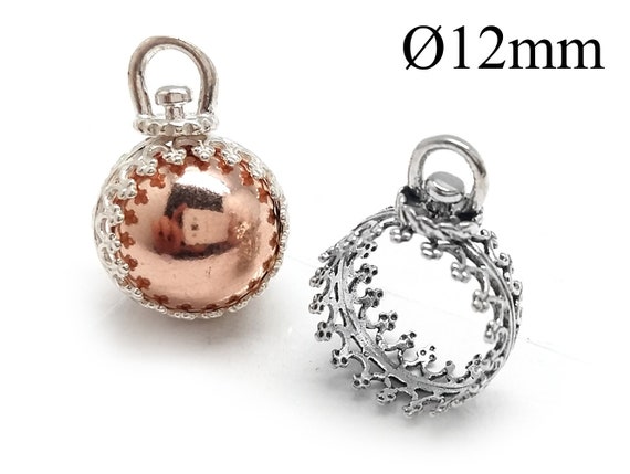 2pcs Sterling Silver 925 Revolving Round Crown Bezel Cup With 1 Loop for 12mm Bead JBB Findings Jewelry Base Sterling Pendant Settings Etsy Canada