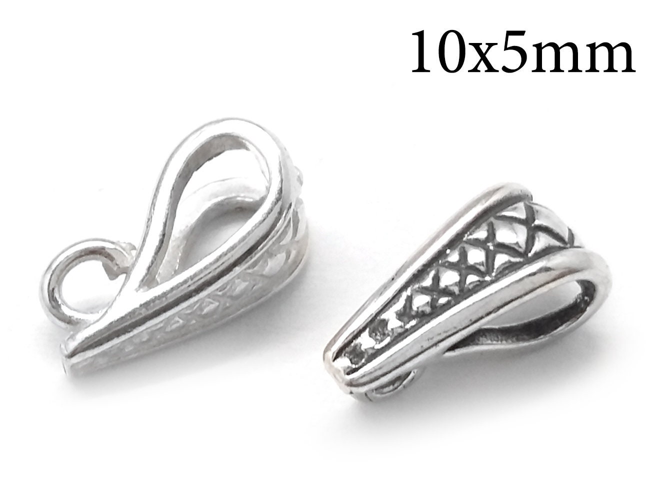 Sterling Silver 925 InterChangeable Bail Pendant Connector Clasp 16x5mm  with loop
