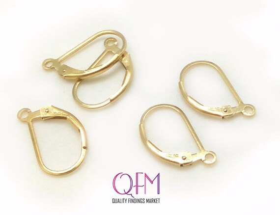 4 Pcs 2 Pairs Gold Filled Leverback Earrings Ear Wire Flat Gold