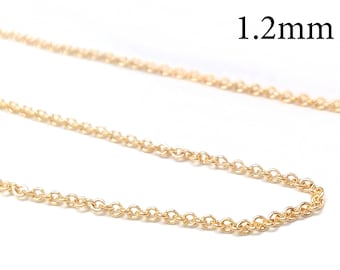 1meter (3.28 Feet) Gold Filled Cable Link Chain Unfinished 1.2mm - This type of chain is also available in bulk (spools)