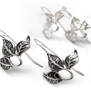 1 paar Sterling Silber Blatt Haken Ohrringe Ohrdraht mit Schlaufe - Sterling Silber 925 - Haken Ohrringe, Floral Ohrdraht, Haken Ohrring Komponenten