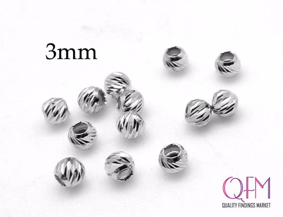 100pcs Rhodium Plated Over Sterling Silver 925 Spacers Beads