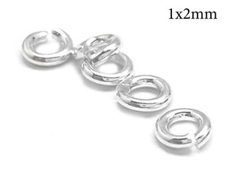 50pcs Sterling Silver Jump Rings 18 Gauge 1x2mm - Sterling Silver 925 Open Jump Rings - wire thickness 1mm - 2mm Inside Diameter