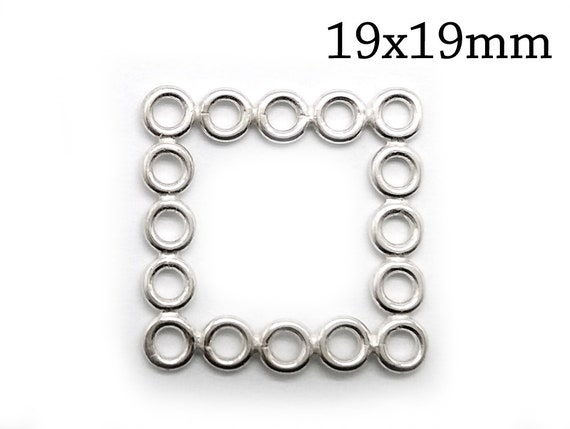 4pcs/pk Sterling Silver 925 Square Link 16 Rings 19x19mm for