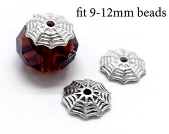 10pcs Sterling Silver Bead Caps fit 9-12mm beads - 8x2mm , 925 Sterling Silver, Spacer Beads Cap - JBB Findings - Bead End Cap