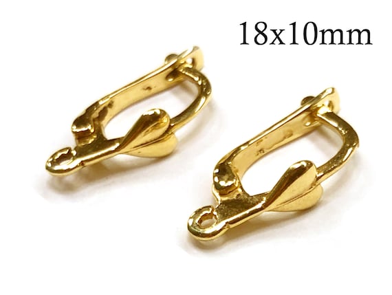 1pair 14K Solid Gold Leverback 18mm Earrings Ear Wire With Heart