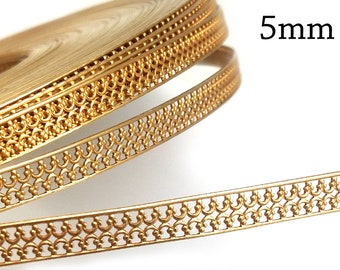 1 foot (30.5cm) x 5mm Brass Bezel Wire Crown Pattern - Brass Gallery wire - 12 inch - available in bulk (spools)