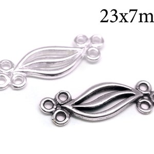 3pcs Sterling Silver 925 Multi strand Link 23x7mm with 6 loops, Connector, JBB Findings - Antique or Shiny Silver Settings - QFMarket