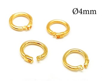 2 anneaux pour cadenas en or massif 14 carats ronds 4 mm, accessoires JBB, anneaux pour cadenas à maillons en or jaune 14 carats, diamètre intérieur 4 mm