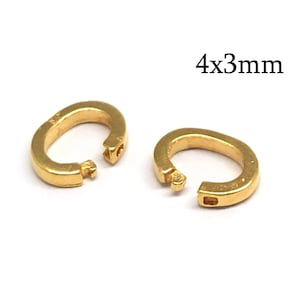 2 Stück Massivgold 14K Lock in Biegeringe Oval 4 x 3 mm, JBB Zubehör, 14K Gelbgold Link Lock Biegeringe, Innendurchmesser 4 x 3 mm