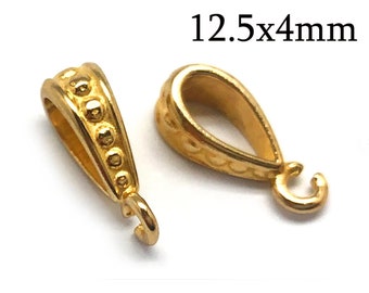 1pc Solid Gold 14K Bail with loop Size 12.5x4mm ID3.3mm, JBB Findings, 14K Yellow Gold Bail findings, Pendant link Connector