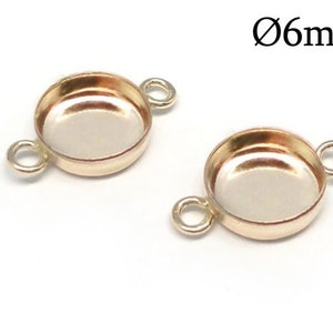 5pcs Gold Filled Round Bezel Cup with 2 loops for cabochon 6mm - Jewelry bases - Bezel settings Gold Filled ,Cabochon settings, JBB Findings