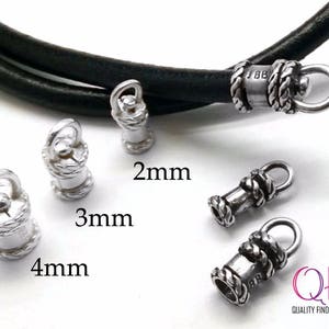 4pcs Sterling Silver End Cap, Revolving Crimp End Cap, Viking Knit End Cap, Silver Cord End Cap, Bead Cap, Revolving End Cap, JBB Findings