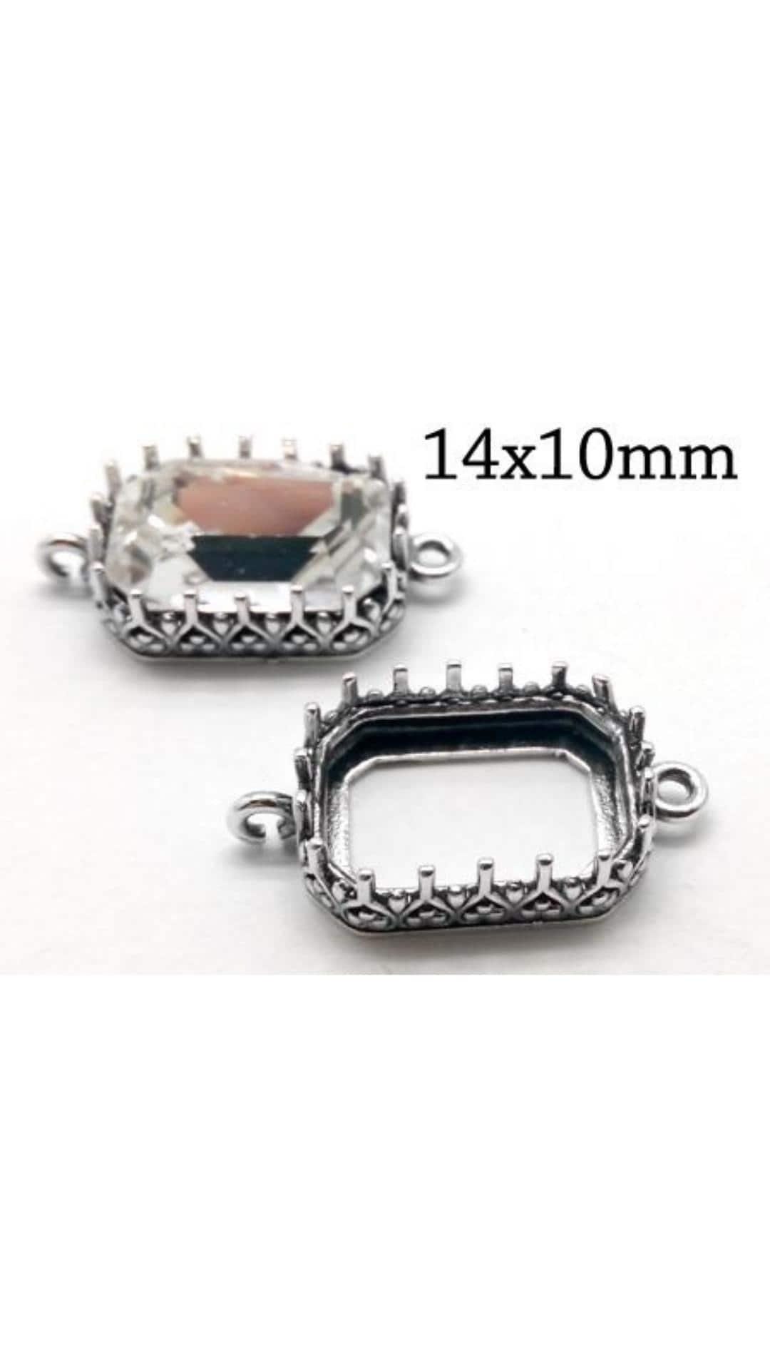 1個 オクタゴンベゼルカップ 14 x 10 mm スターリングシルバー 925