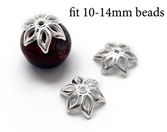6 tapas para cuentas de plata de ley de 10 a 14 mm (12 x 4 mm), plata de ley 925, tapa espaciadora para cuentas - JBB Findings - Tapa para extremo de cuentas