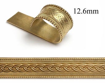 1 pieza de alambre de engaste de galería de latón fundido con patrón trenzado de 12,6 x 75 mm
