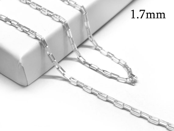 1meter Sterling Silver 925 Cable Link Chain With Rectangular Loops