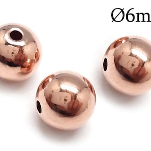 2pcs Solid Rose Gold 14K Round Beads 6mm, JBB Findings, 14K Rose Seamless Spacer Beads , Light Weight Hollow Beads