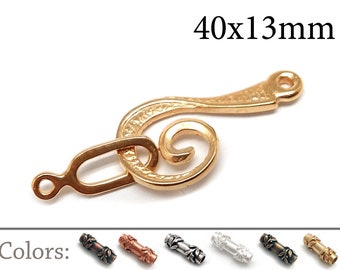2sets Brass Hook and Eye Clasp 40x13mm, Hook and Eye Closure, Jewelry Fastener - Copper, Brass, Silver, Gold plated JBB Findings - QFMarket