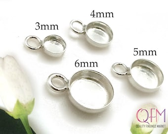 10pcs Sterling Silver Bezel Cup, Round blank Settings, JBB Findings, 3mm, 4mm, 5mm, 6mm , Jewelry Base, Silver Charm, cabochon setting