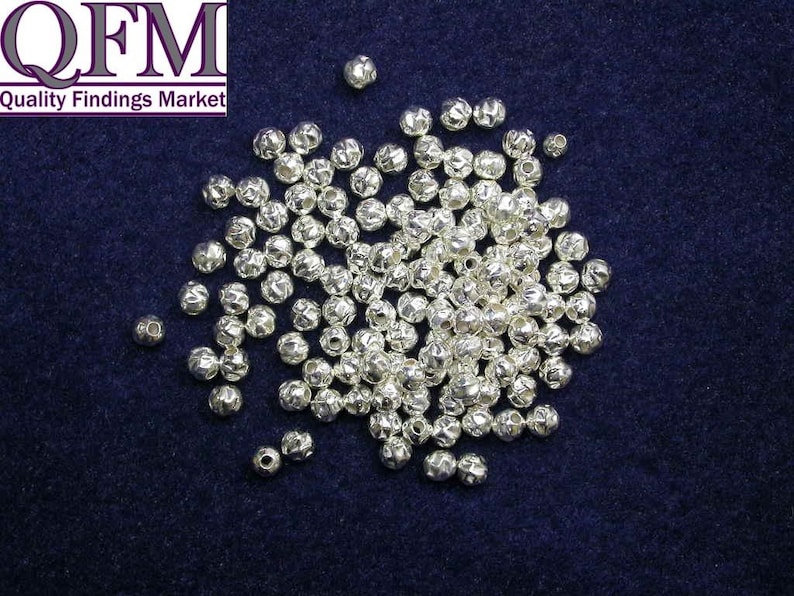 6mm 5mm 4mm 100pcs Hammered Spacer beads in Sterling Silver 925 available in 3mm Silver Beads for necklace Metal beads for bracelet