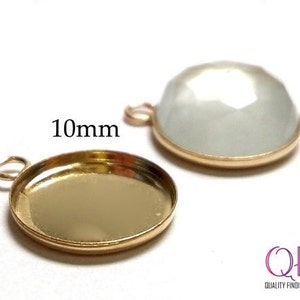 5pcs Gold Filled 14K Round Bezel cups with one loop sizes: 15mm, 12mm, 10mm, 8mm, 5mm, 4mm Jewelry bases, JBB findings Cabochon Settings image 3