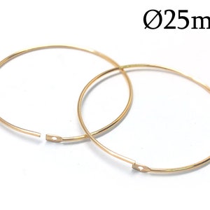 5pairs Gold Filled 14K Wire Hoop earrings 25mm, Tiny Hoop earwire, Round Small Hoop Earrings, Circle Earring, Earring Settings, 25mm