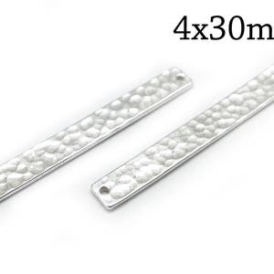 Conector de barra de prata esterlina martelada com 4 peças - 4 x 30 mm - Barra de prata horizontal em branco - Achados JBB - Pingente de prata - Configurações de pulseira - Elo