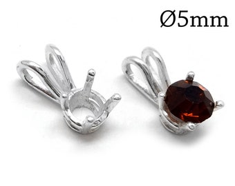 10pcs Sterling Silver Bezel Cup 5mm, Round Bezel Cup 1 loop, Swarovski SS24 - Jewelry base - Bezel settings - pendant Bezel Cup JBB findings