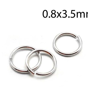 50pcs Sterling Silver Jump Rings 21 Gauge 0.8x3.5mm - Sterling Silver 925 Open Jump Rings - wire thickness 0.8mm - 3.5mm Inside Diameter