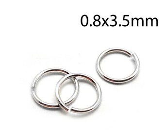 50pcs Sterling Silver Jump Rings 21 Gauge 0.8x3.5mm - Sterling Silver 925 Open Jump Rings - wire thickness 0.8mm - 3.5mm Inside Diameter