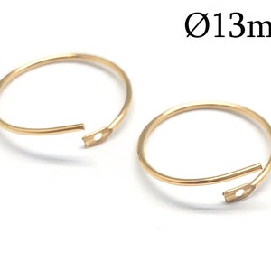 5pairs Gold Filled 14K Wire Hoop earrings 13mm, Tiny Hoop earwire, Round Small Hoop Earrings, Circle Earring, Earring Settings, 13mm