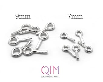 10pcs ojal de plata fina 999 para PMC o vidrio - Pasadores para PMC - Ojal de anillo de salto de plata incrustable Tamaños: 7 mm, 9 mm