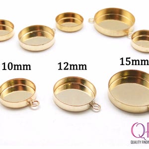 3pcs Gold Filled Bezel Cup, Round Shaped Setting With Loop, JBB Findings, Available in 10mm, 12mm, 15mm, Jewelry Base, Round Bezel Cup