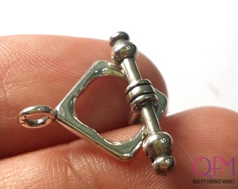 2sets Decorative Square Toggle Clasp Lock Sterling Silver 925