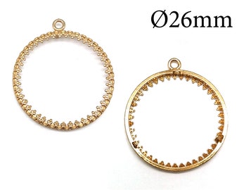 2pcs Brass Bezel cup 26mm, Round Crown Bezel Flat stone Setting, Coin Setting, JBB findings base Brass, Copper, Silver, Gold plated