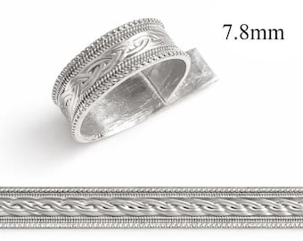 1 unidad de alambre de engaste de galería de plata fina 999 fundida con patrón trenzado de 7,8 x 75 mm