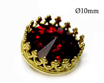 1pc Solid Gold 14K Bezel settings 10mm without loop, JBB Findings, 14K Yellow Gold Crown Round Bezel pendants, Cabochon bezel cups