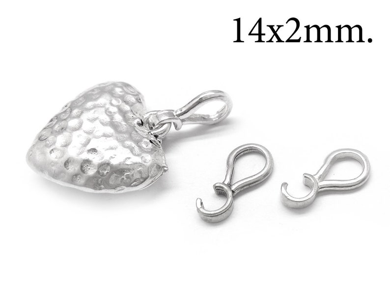 7pcs Loop Pendant Bails Sterling silver 925, Pendant connection Size 14x2mm pendant link Connector for jewelry DIY making, JBB Finding image 2