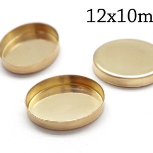4pcs Gold Filled Oval Bezel Cups 12x10mm - Jewelry bases - Bezel settings Gold Filled - Oval Setting without loops - cabochon setting