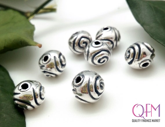 Sterling Silver 925 Round Filigree Beads 12mm hole size 2mm