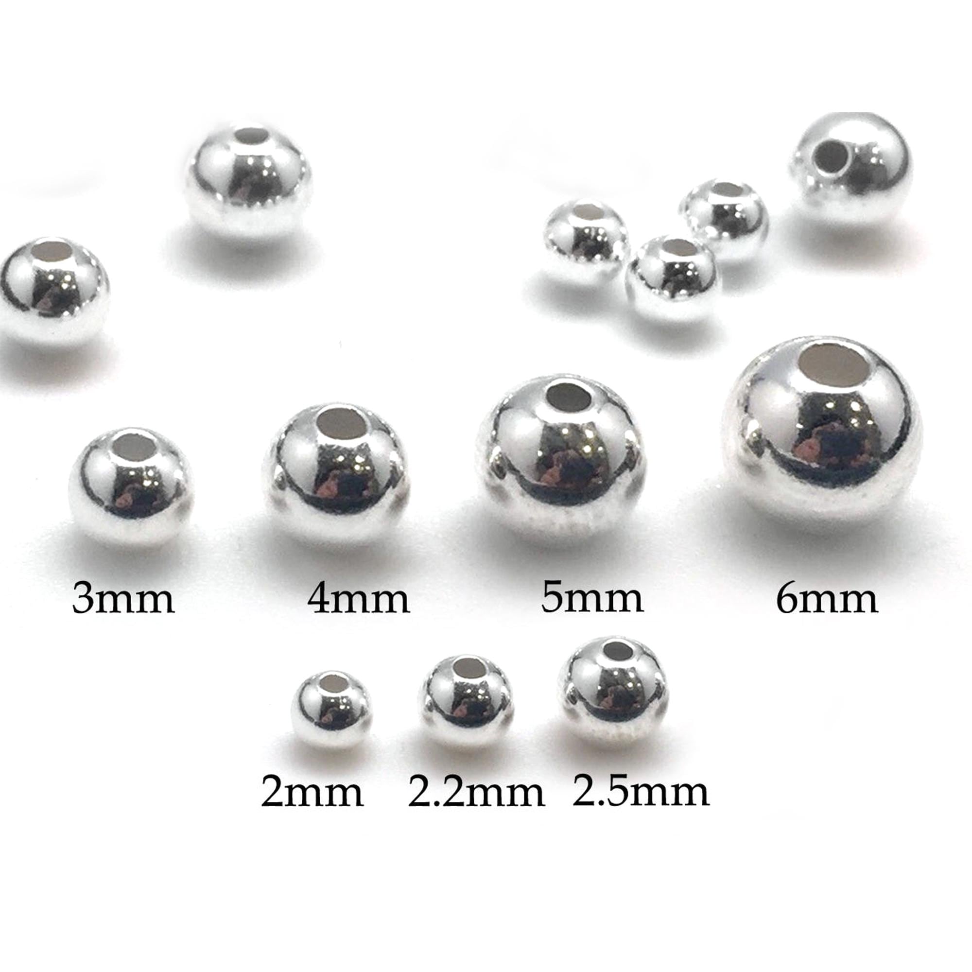100pcs Sterling Silver Beads 2mm 2.5mm 3mm 4mm 5mm 6mm Spacers Beads Round Seamless Beads for Jewelry 925 Round Silver Beads Etsy
