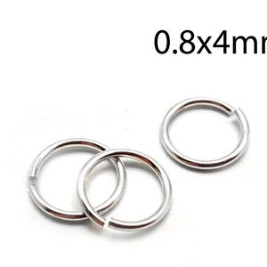 50pcs Sterling Silver Jump Rings 20 Gauge 0.8x4mm - Sterling Silver 925 Open Jump Rings - wire thickness 0.8mm - 4mm Inside Diameter