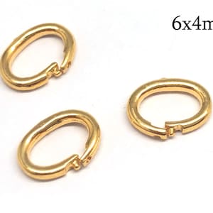 1 anneaux avec cadenas en or massif 14 carats ovales 6 x 4 mm, accessoires JBB, jaune 14 carats, blanc, or rose, diamètre intérieur 6 x 4 mm